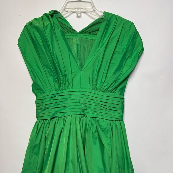 Anthropologie Tracy Reese Midi Dress Parted Emerald Dress with Pockets 8 - Picture 9 of 15